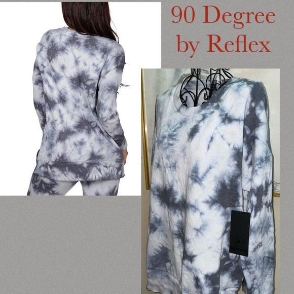 90 DEGREE by REFLEX GRAY & WHITE "ROCK CLIMB" TIE DYE SWEATSHIRT~MISSES MEDIUM - Picture 7 of 7